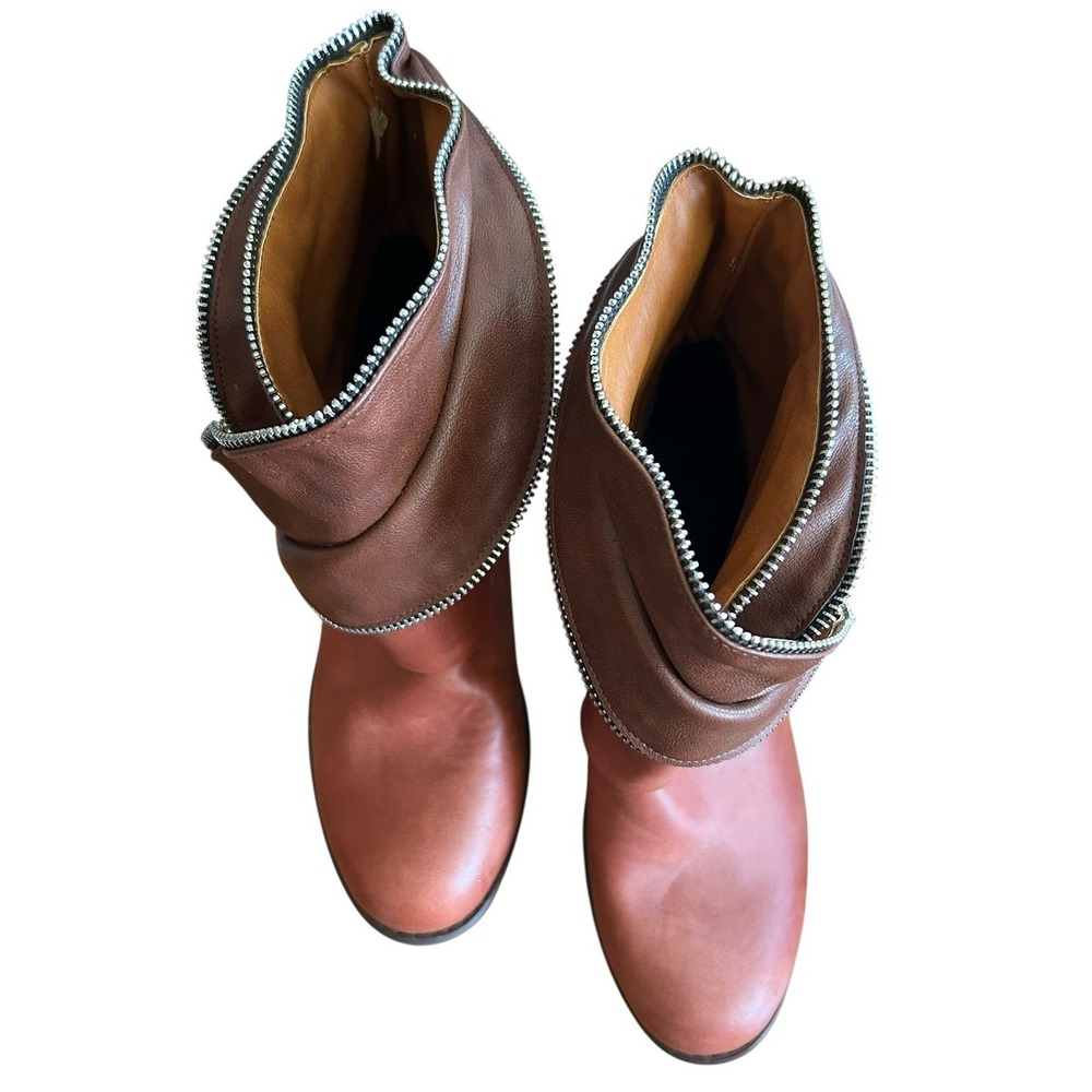 Unique Heeled Slip-on Faux Leather Booties Womens Size 8.5M (US) 39 (EU) Brown - Picture 3 of 12